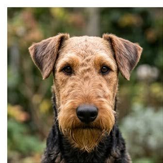 Close-up portrait of an Airedale Terrier