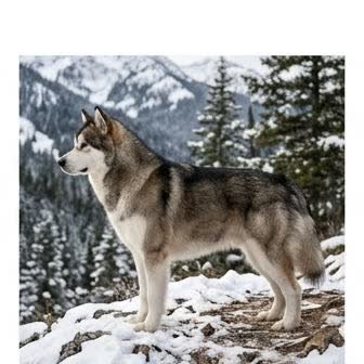 An Alaskan Malamute standing outdoors