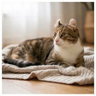An American Curl resting in a cozy indoor setting