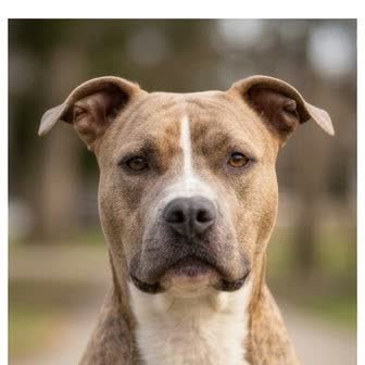 An American Pit Bull Terrier standing outdoors