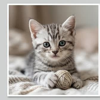 An American Shorthair kitten with a curious expression