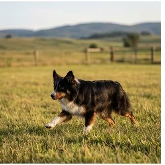 An Australian Shepherd in a characteristic pose
