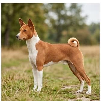 A Basenji standing outdoors
