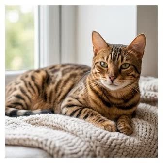 A Bengal resting in a cozy indoor setting