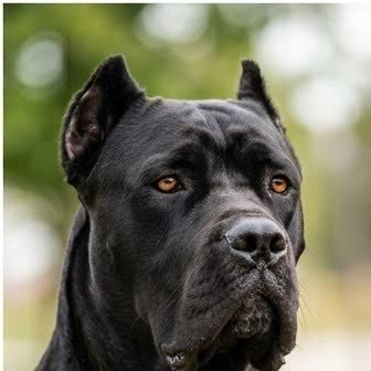 Close-up portrait of a Cane Corso