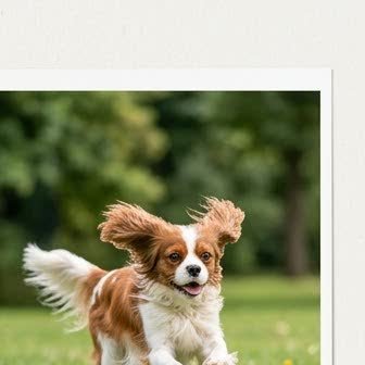 A Cavalier King Charles Spaniel running or playing outdoors