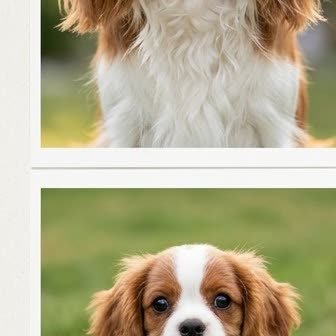 A Cavalier King Charles Spaniel puppy with a curious expression