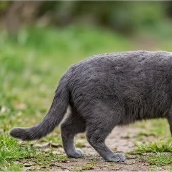 A Chartreux kitten with a curious expression