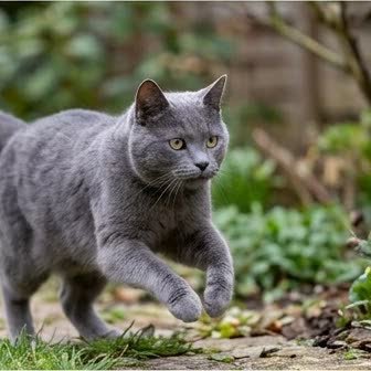 A Chartreux in a characteristic pose