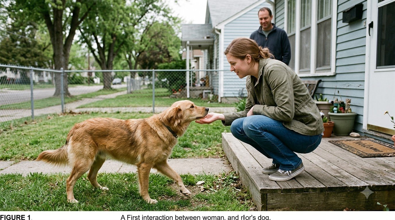 A person meeting a dog in person before adopting