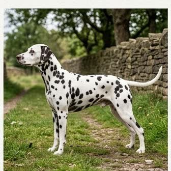 A Dalmatian standing outdoors