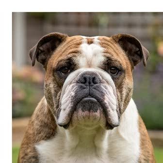 Close-up portrait of an English Bulldog