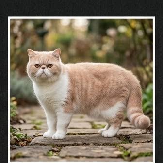 An Exotic Shorthair standing outdoors