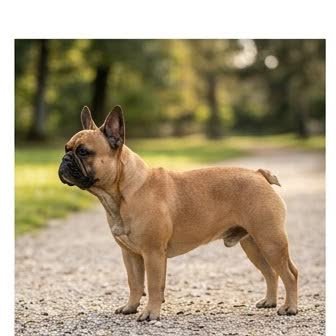 A French Bulldog standing outdoors