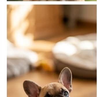 A French Bulldog puppy with a curious expression