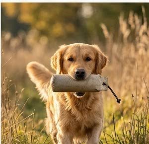 A Golden Retriever in a characteristic pose