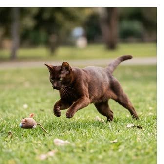 A Havana Brown running or playing outdoors