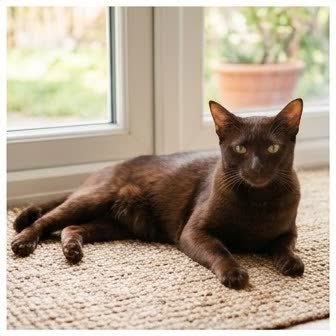 A Havana Brown resting in a cozy indoor setting