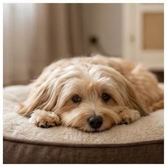 A Havanese resting in a cozy indoor setting