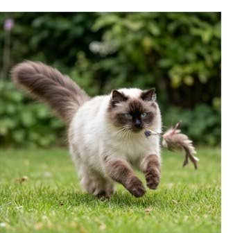 A Himalayan running or playing outdoors