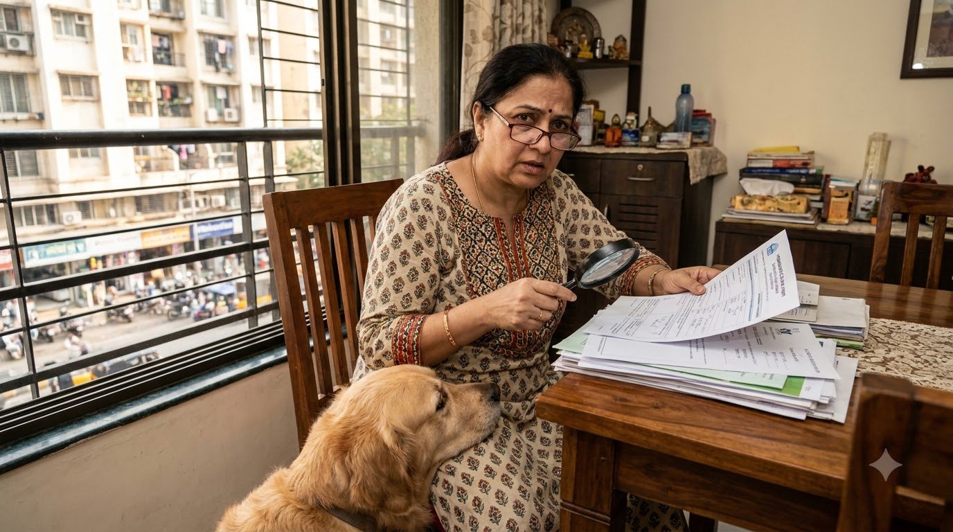 A pet parent reviewing a veterinary bill